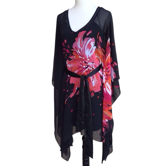 Bisou Bisou Floral Kimono Tank Dress Size Small - Picture 5 of 10